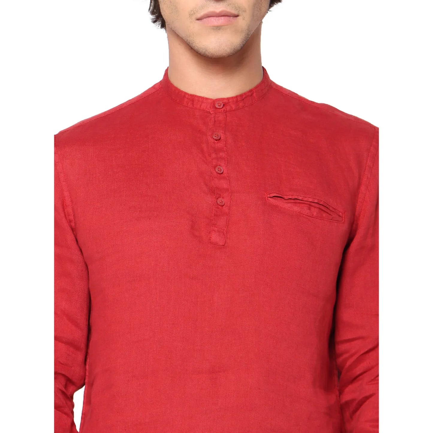 Burgundy Solid Linen Shirt