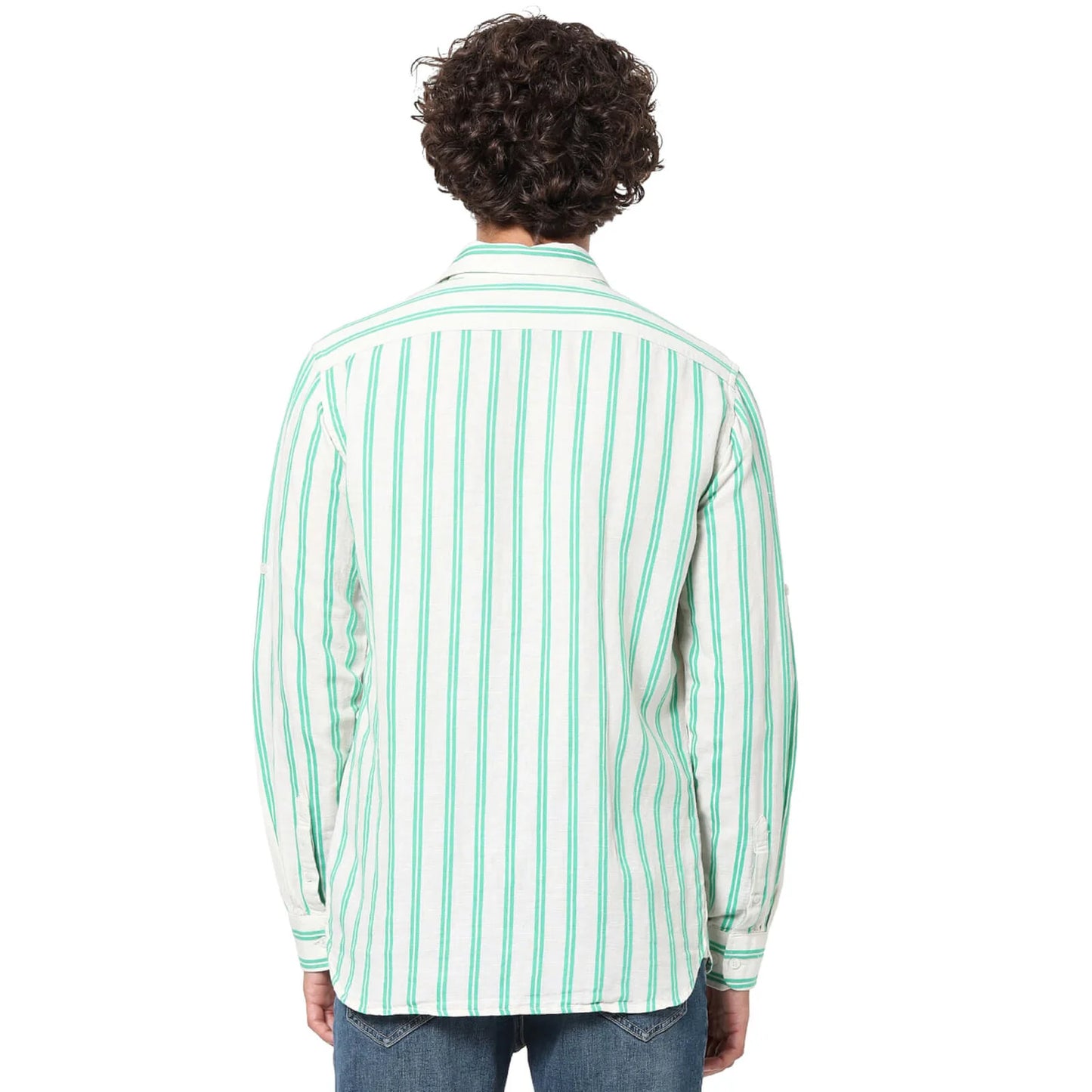 Off White Striped Linen-Blend Shirt