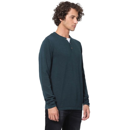 Green Solid Cotton Sweater