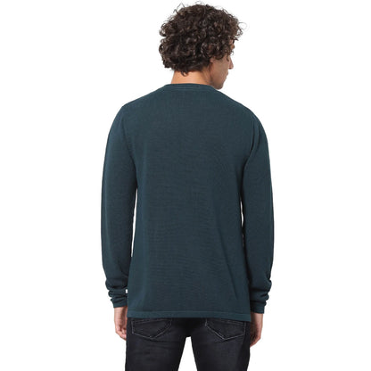 Green Solid Cotton Sweater