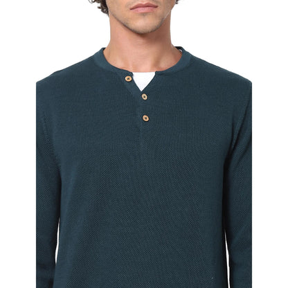 Green Solid Cotton Sweater