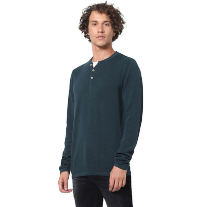 Green Solid Cotton Sweater