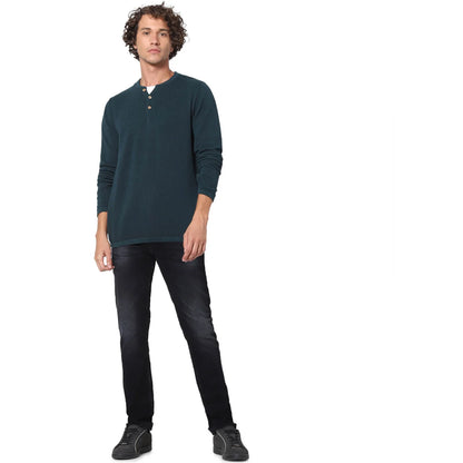 Green Solid Cotton Sweater