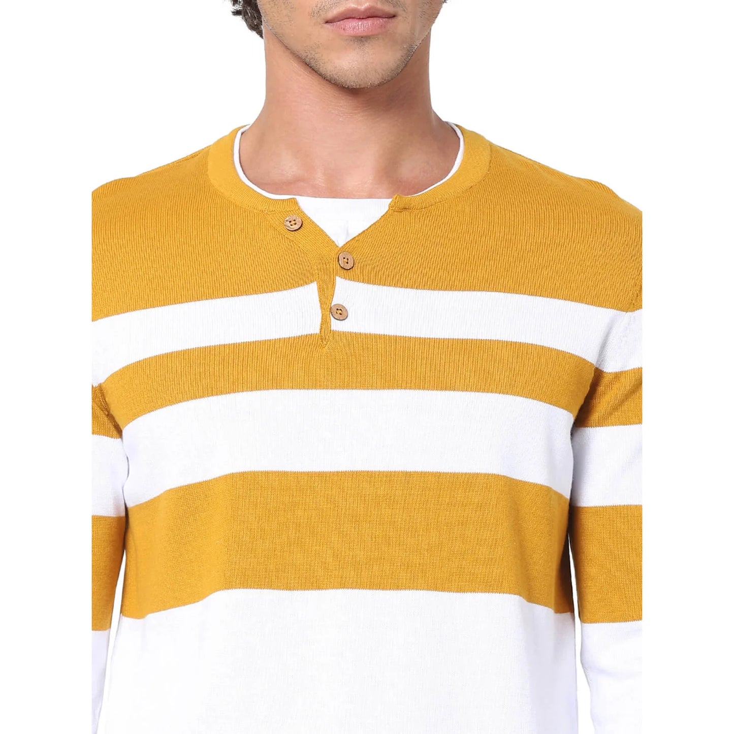 Mustard Striped Cotton Sweater