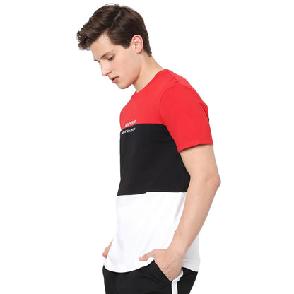 Red Colourblock Cotton T-shirt