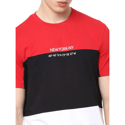 Red Colourblock Cotton T-shirt