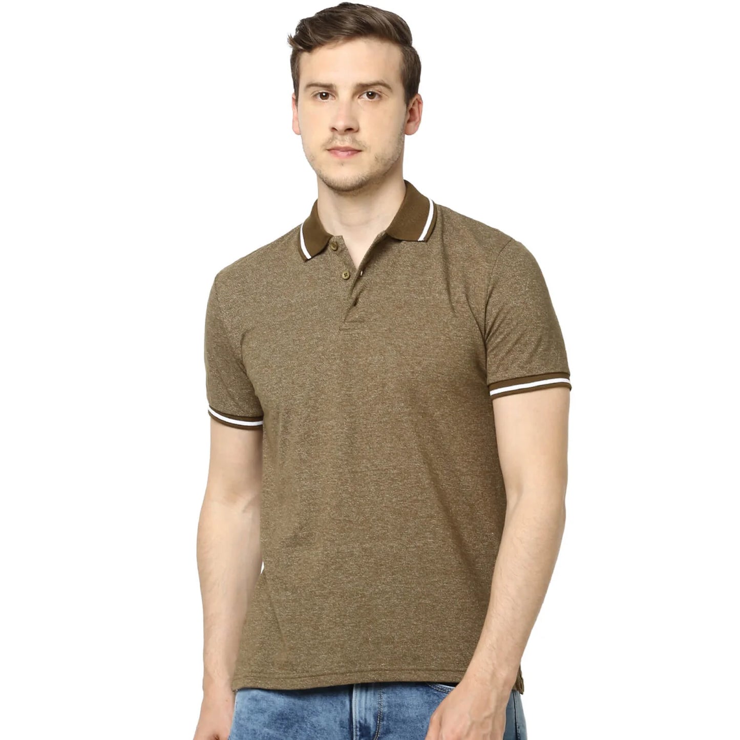 Green Melange Cotton Polo