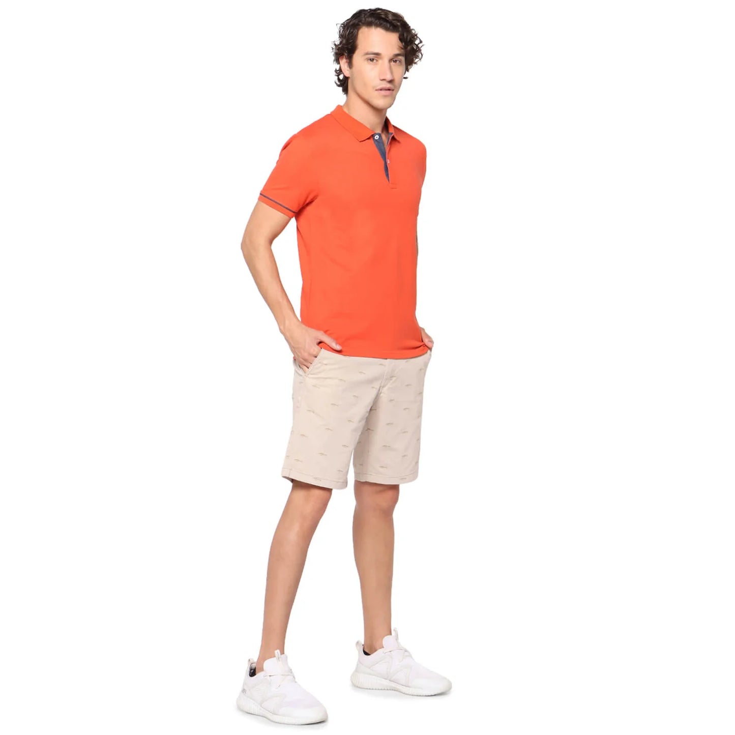 Orange Solid Cotton Polo