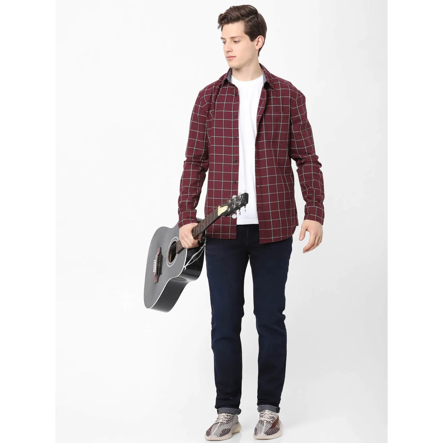 Maroon Checks Cotton Shirt