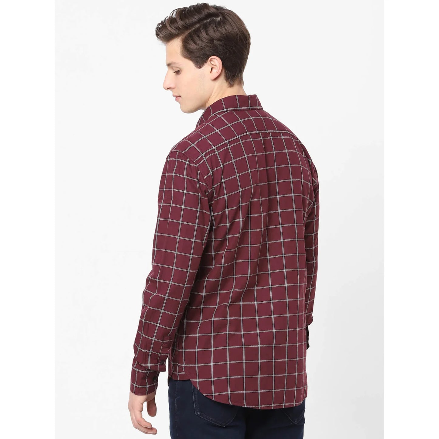 Maroon Checks Cotton Shirt