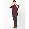 Celio* Solid Regular Fit Cotton Burgundy Shirt