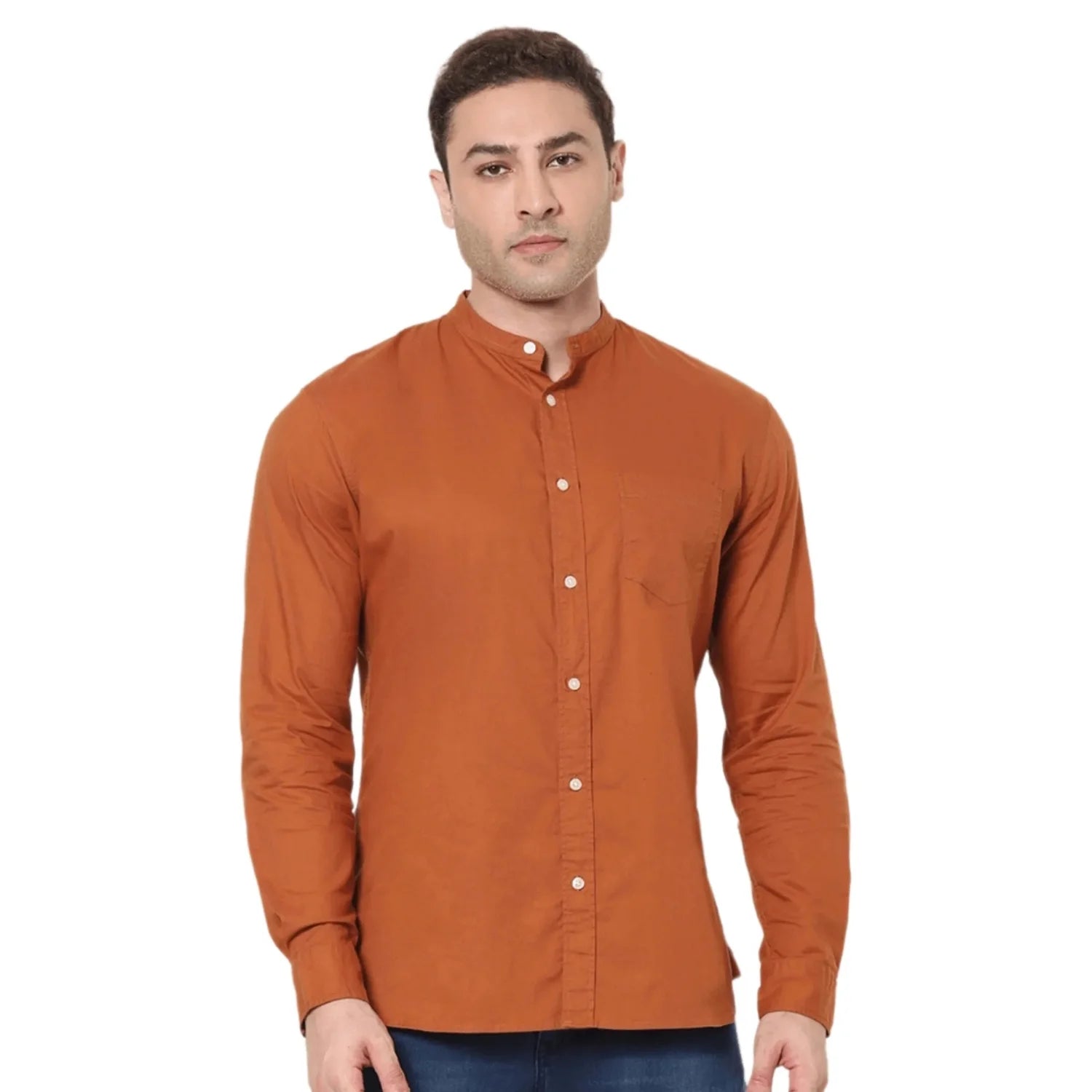 Rust Solid Cotton Shirt