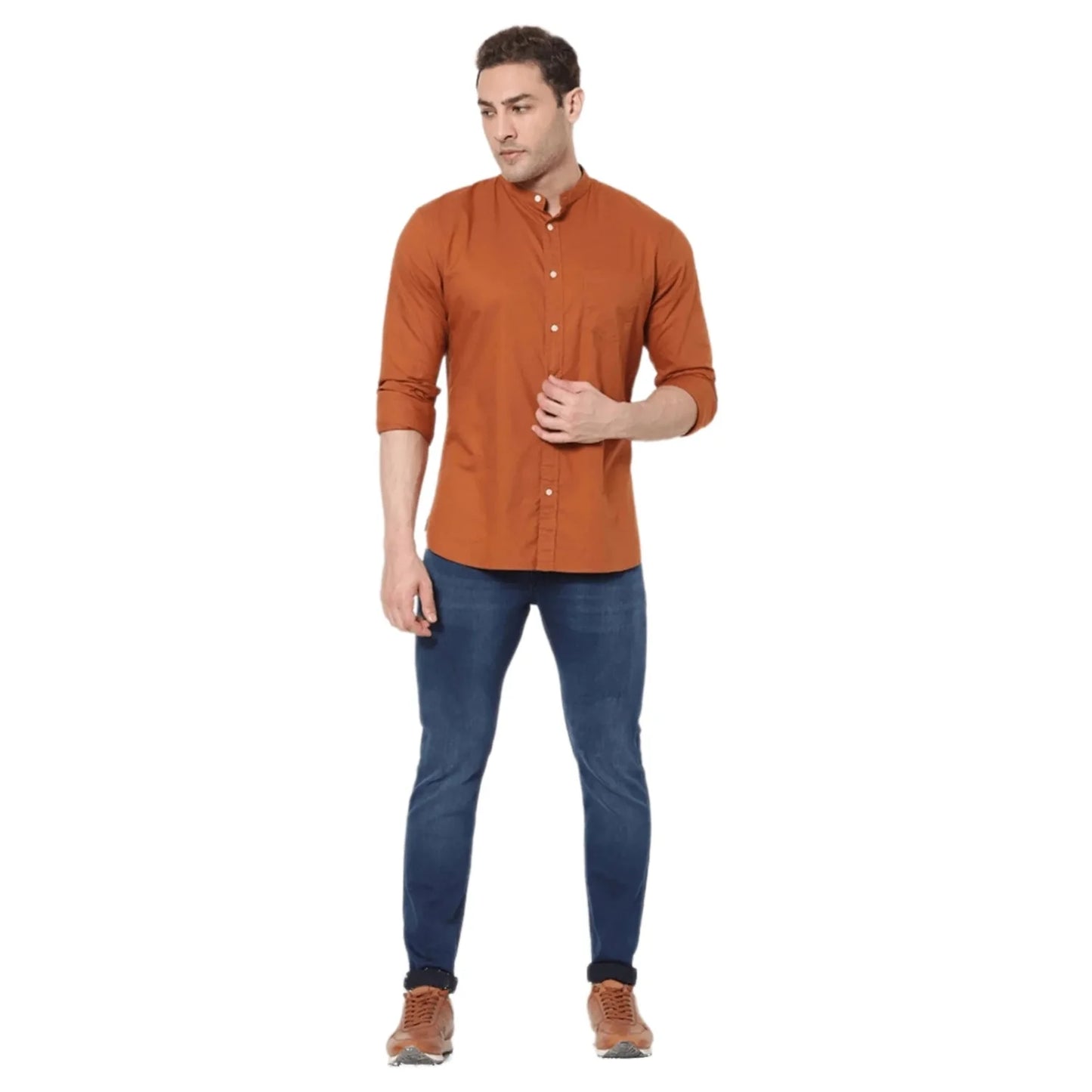 Rust Solid Cotton Shirt