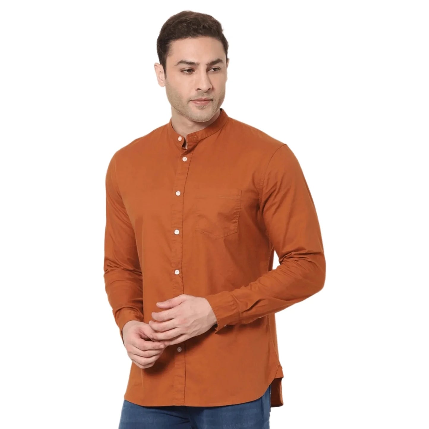 Rust Solid Cotton Shirt