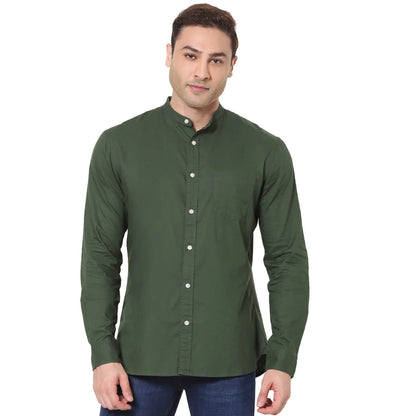 Green Solid Cotton Shirt