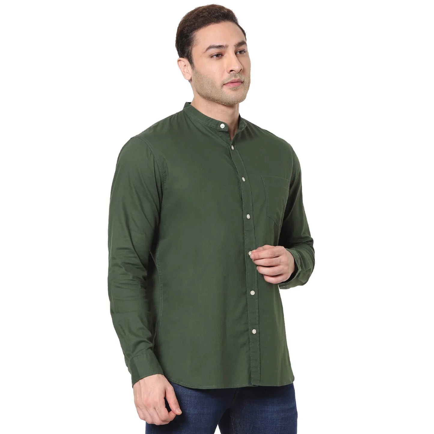 Green Solid Cotton Shirt