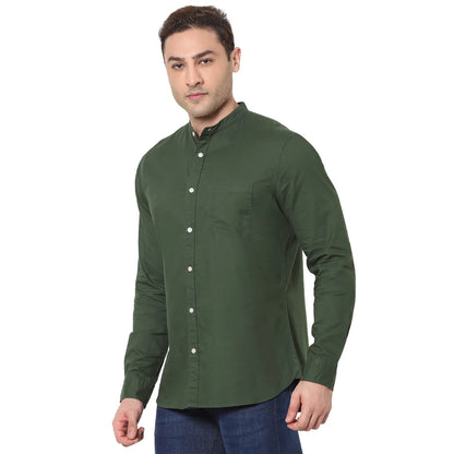 Green Solid Cotton Shirt