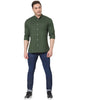 Celio* Solid Regular Fit Cotton Green Shirt