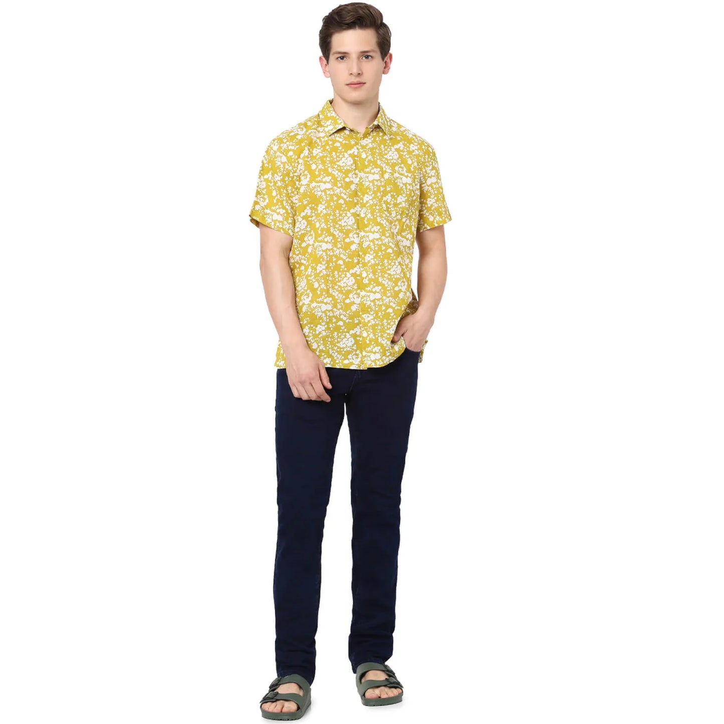 Yellow Printed Linen Shirt