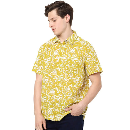 Yellow Printed Linen Shirt