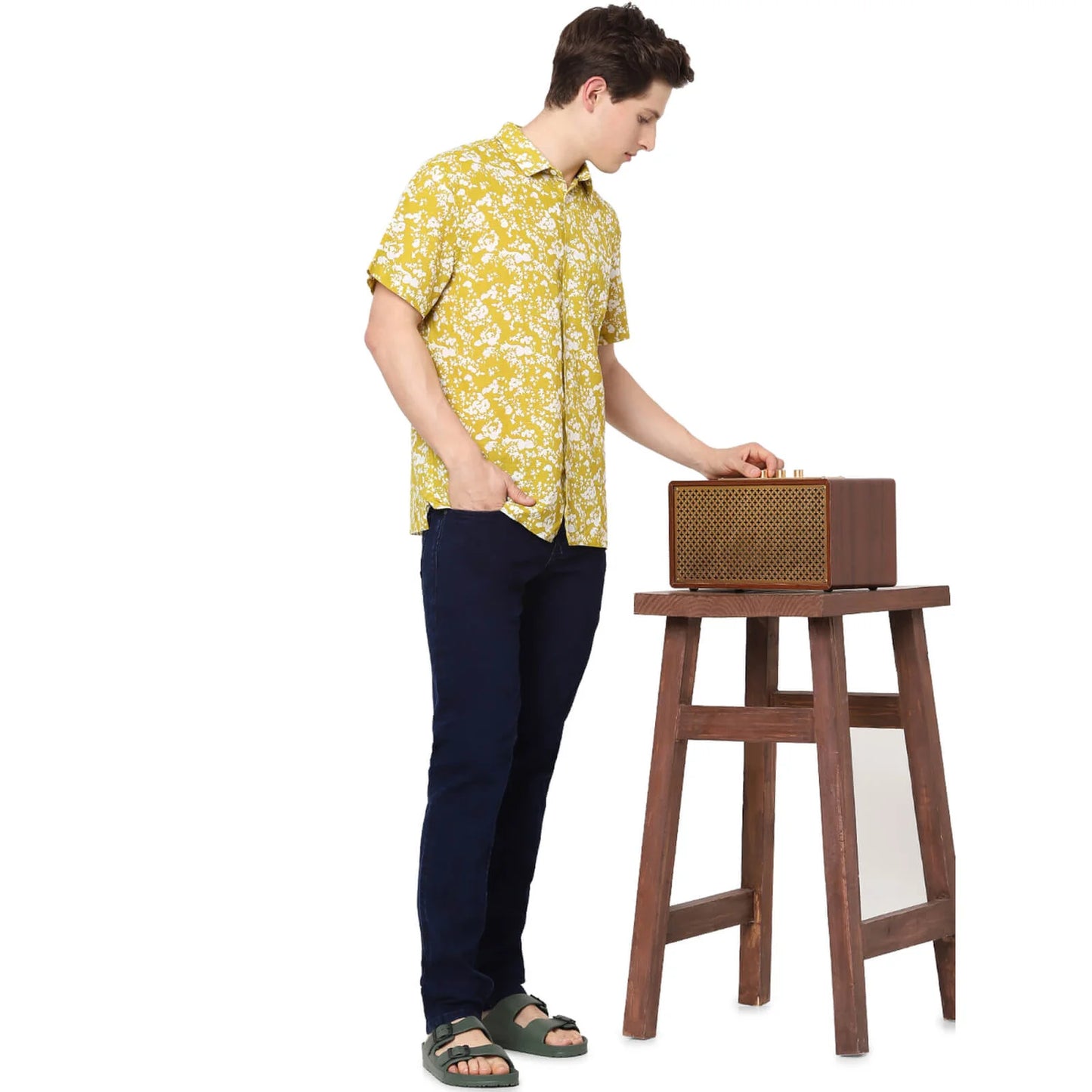 Yellow Printed Linen Shirt