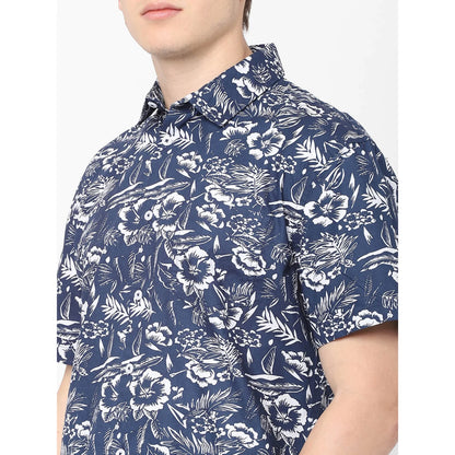 Blue Printed Cotton Shirt