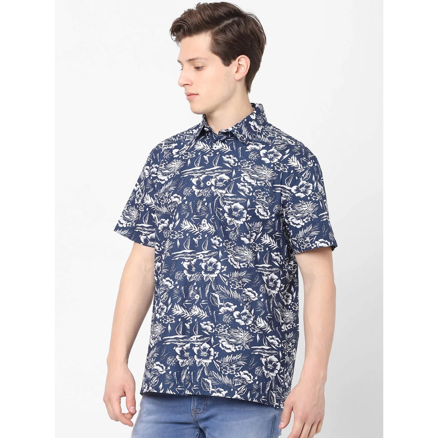 Blue Printed Cotton Shirt