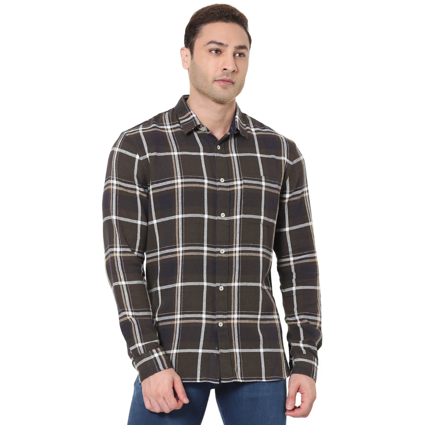 Green Checks Cotton Shirt