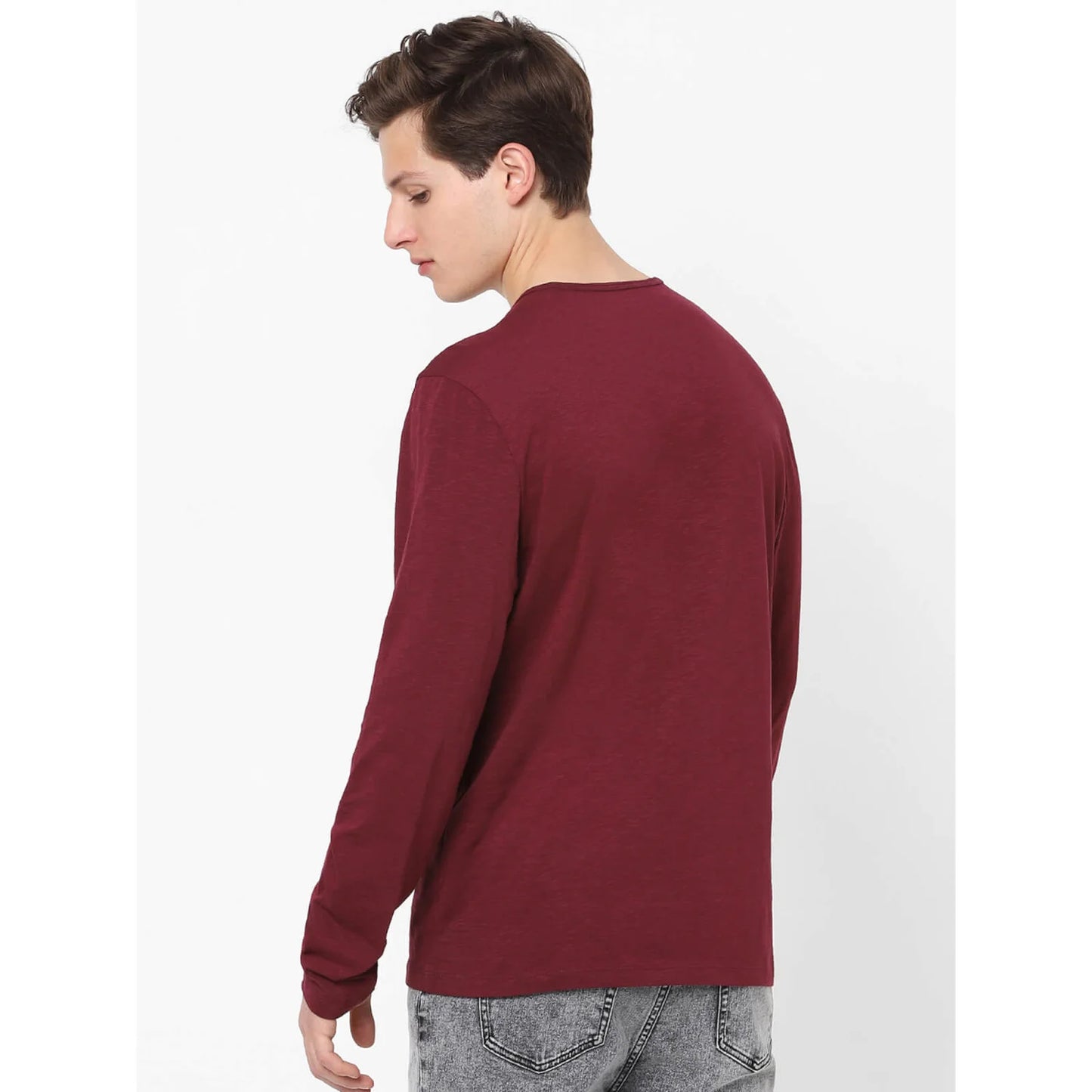 Maroon Solid Polyester T-shirt