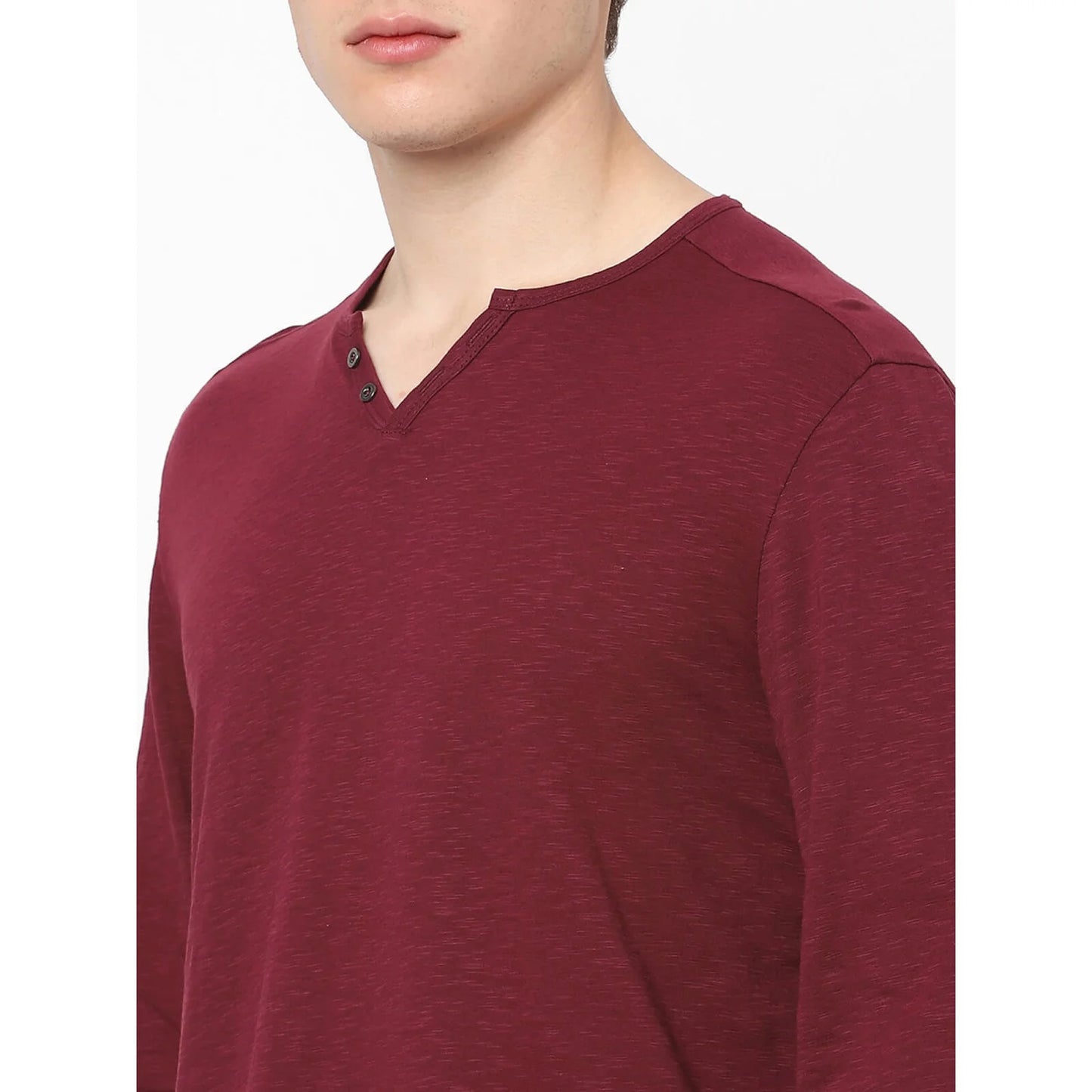 Maroon Solid Polyester T-shirt