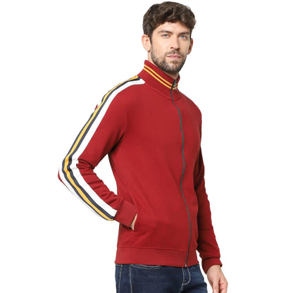 Red Solid Cotton Sweatshirt