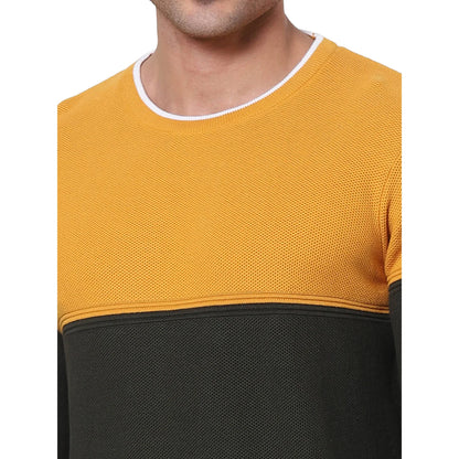 Yellow Colourblock Cotton Sweater