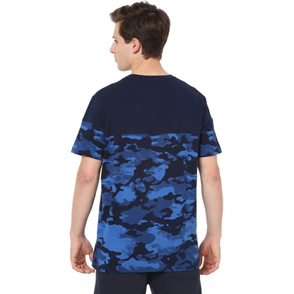 Celio* Colourblock Regular Fit Cotton Navy Blue T-Shirt