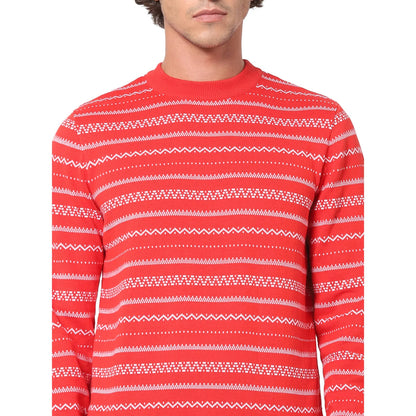 Red Graphic Printed Cotton Sweater