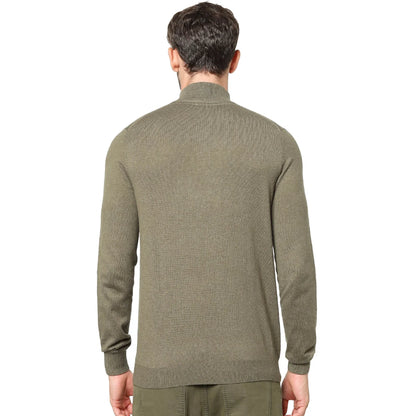 Green Solid Cotton Blend Sweater