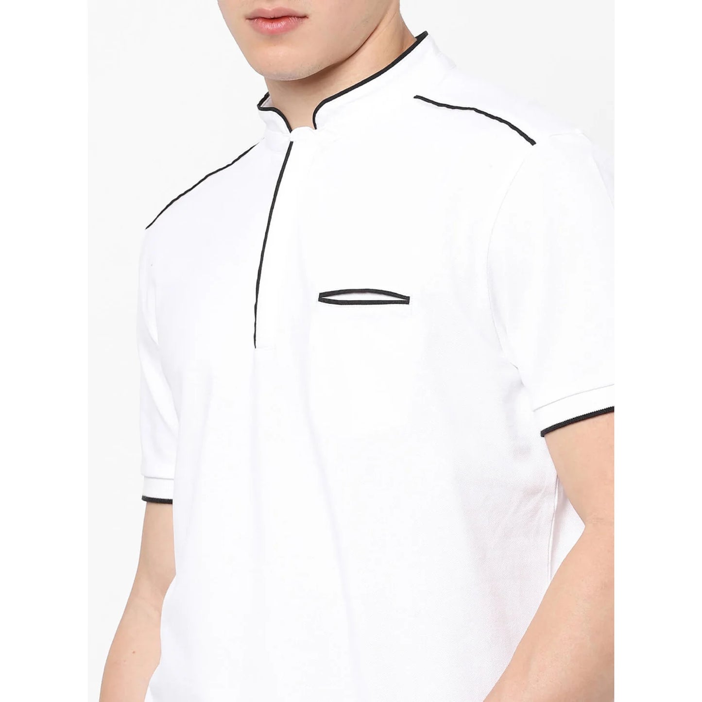 White Solid Cotton Polo