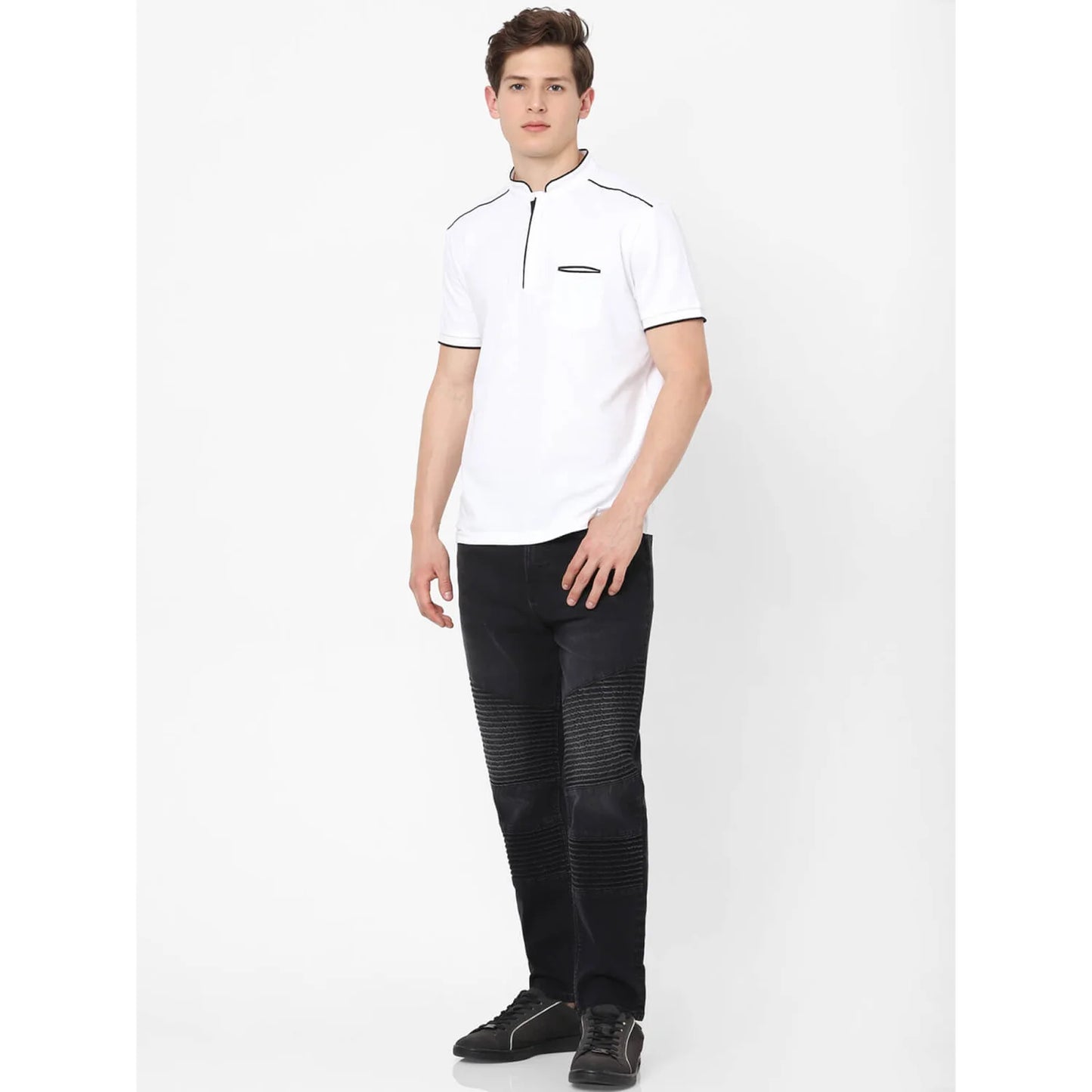 White Solid Cotton Polo