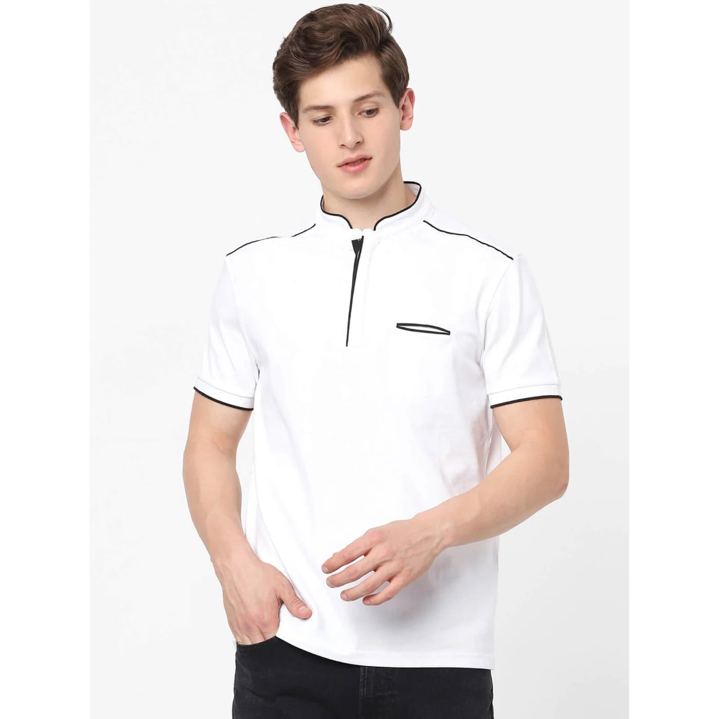 White Solid Cotton Polo