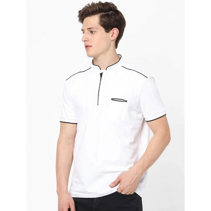 White Solid Cotton Polo