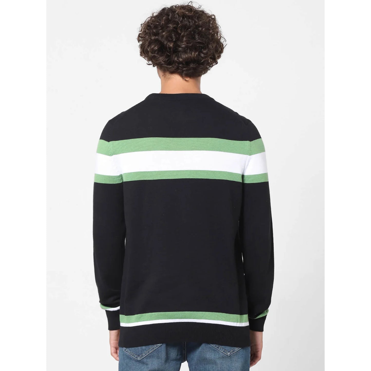 Black Colourblock Cotton Sweater