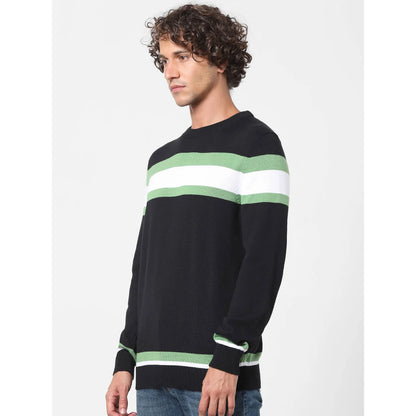 Black Colourblock Cotton Sweater