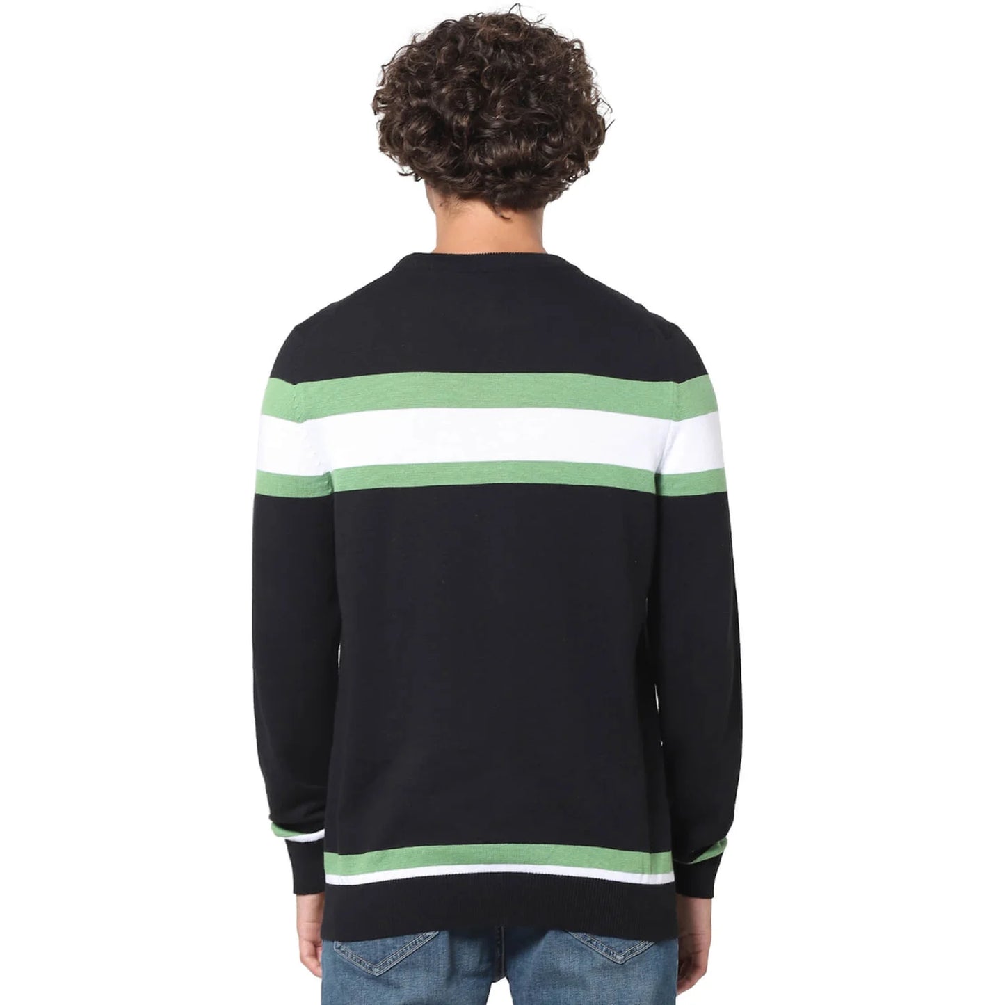 Black Striped Cotton Sweater