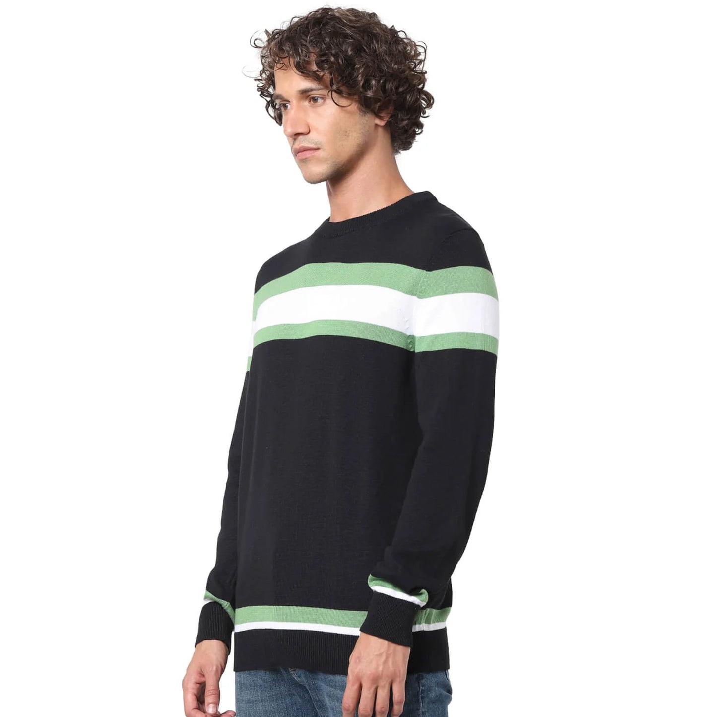 Black Striped Cotton Sweater