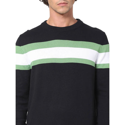 Black Striped Cotton Sweater