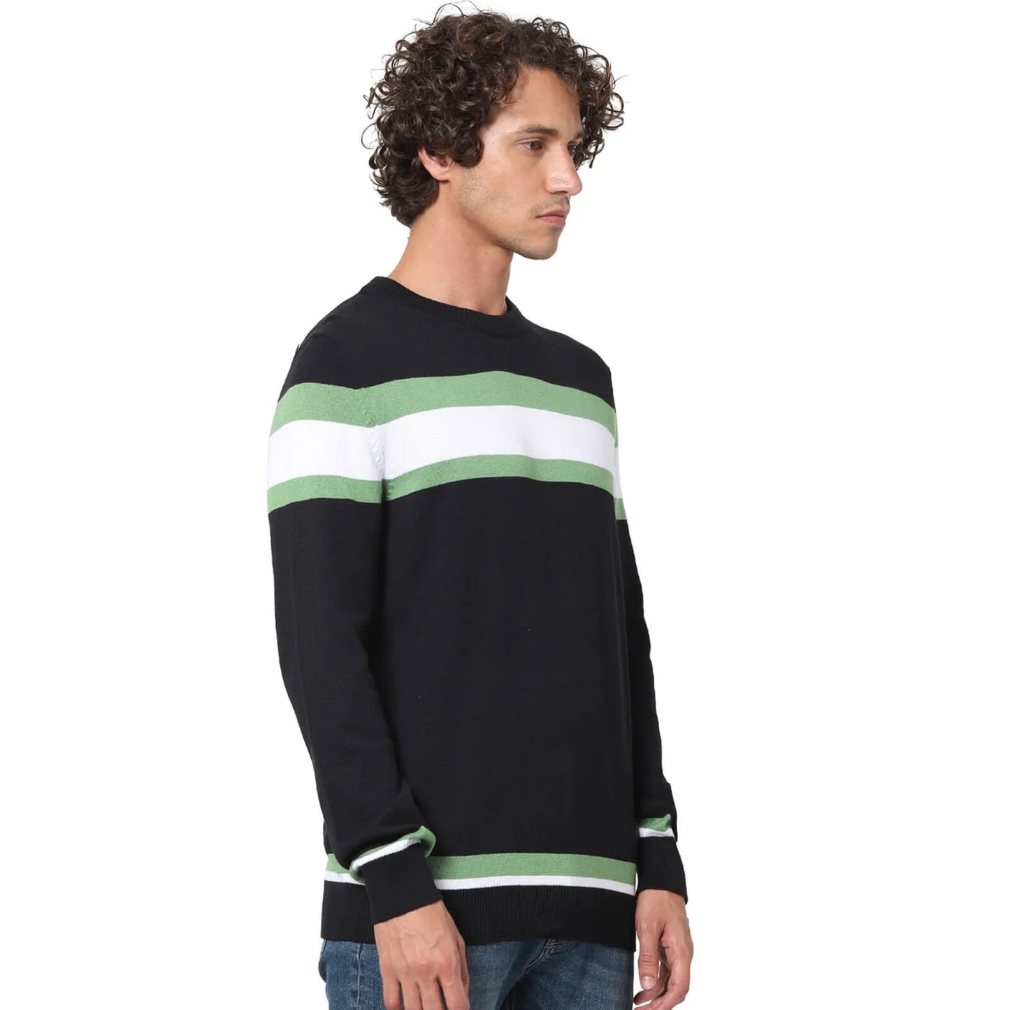 Black Striped Cotton Sweater