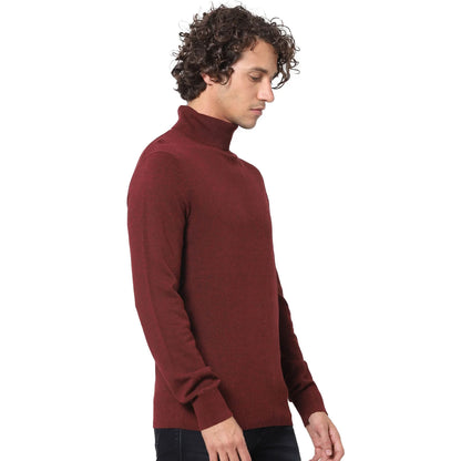 Burgundy Solid Cotton Blend Sweater