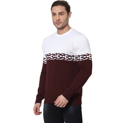 Burgundy Colourblock Cotton Sweater