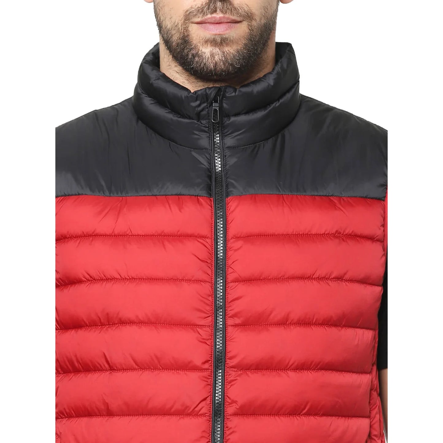 Red Colourblock Polyester Jacket