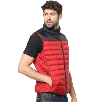 Red Colourblock Polyester Jacket