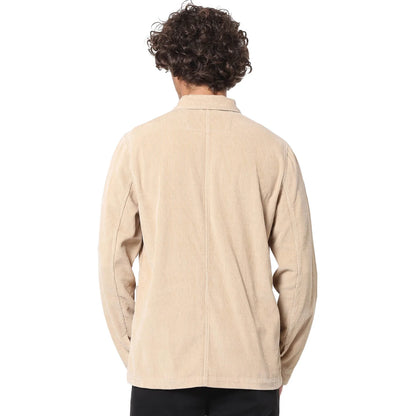 Beige Solid Cotton Jacket